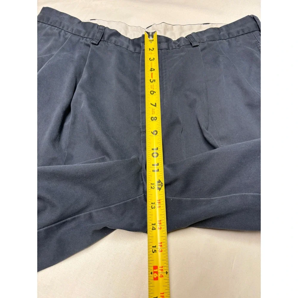 Brooks Brothers Elliot Advantage Chino Navy Blue Pleated Cuffed Pants 38x30